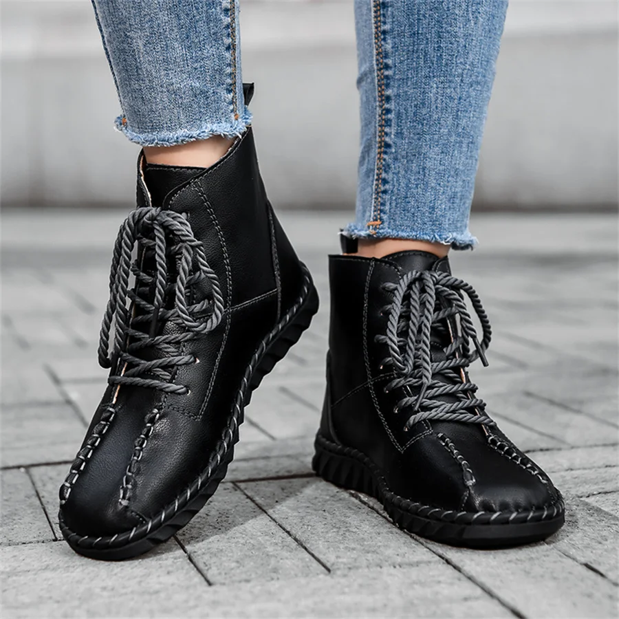 أحذية نسائية للفصول الأربعة، نعل ناعم جديد ومضاد للانزلاق، أحذية كاجوال مريحة عالية الجودة، أحذية عمل رياضية خارجية، أحذية جلدية مصنوعة يدويًا