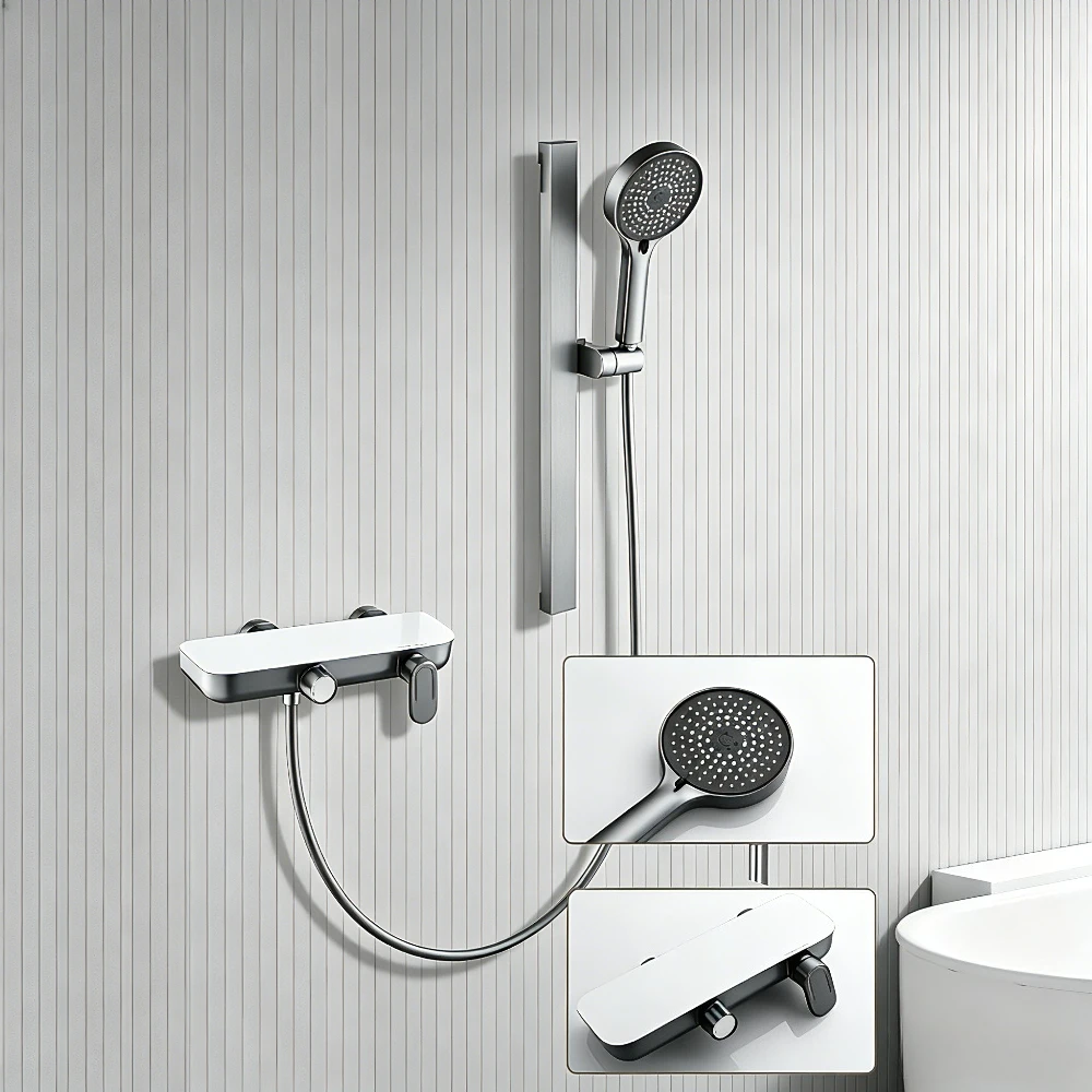 Two Ways Water Outlet Shower System Set Wall Mounted Bathroom Shower Faucet Set Rainlfall Pressurized Bathroom Shower Set