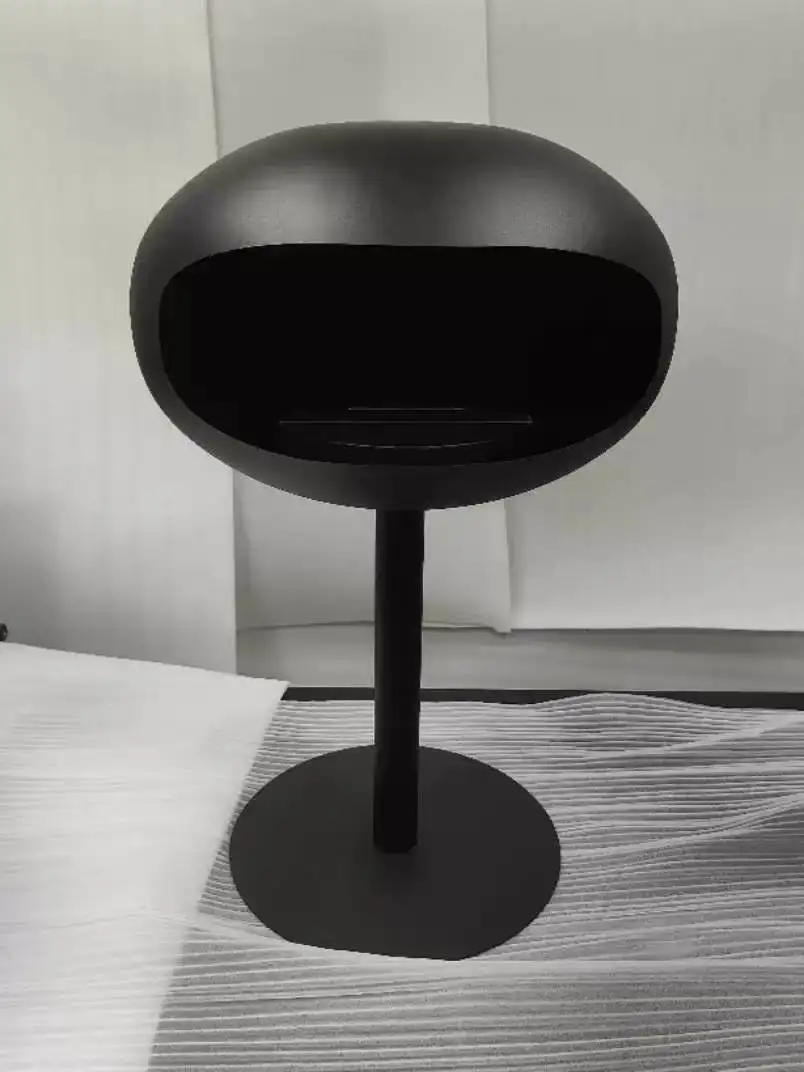 Freestanding Bioethanol Fireplace - Oval Spherical Design, Smokeless Ethanol Fireplace with Real Flame for Interior Decoration