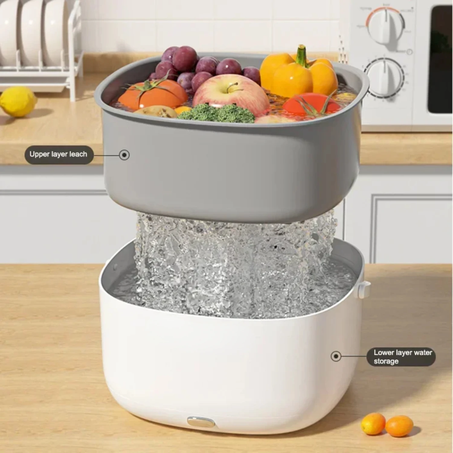 Lavadora de frutas y verduras, Cubo de lavado ultrasónico de alimentos, gran capacidad, purificador de granos de alimentos, electrodoméstico