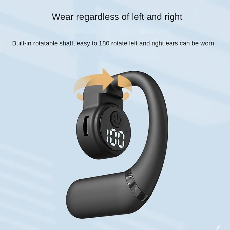 Wireless Ear Hook Headset Bluetooth 5.4 Earphone 180° Rotation HiFi Stereo Noise Reduction Headphone Sports Waterproof Earbud
