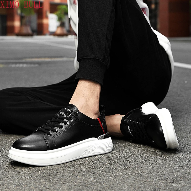 2026 Men's Genuine Leather Sneakers Elevator Shoes Invisible Breathable Heightening Shoes 8/6cm Men's Casual Fashion Sneakers