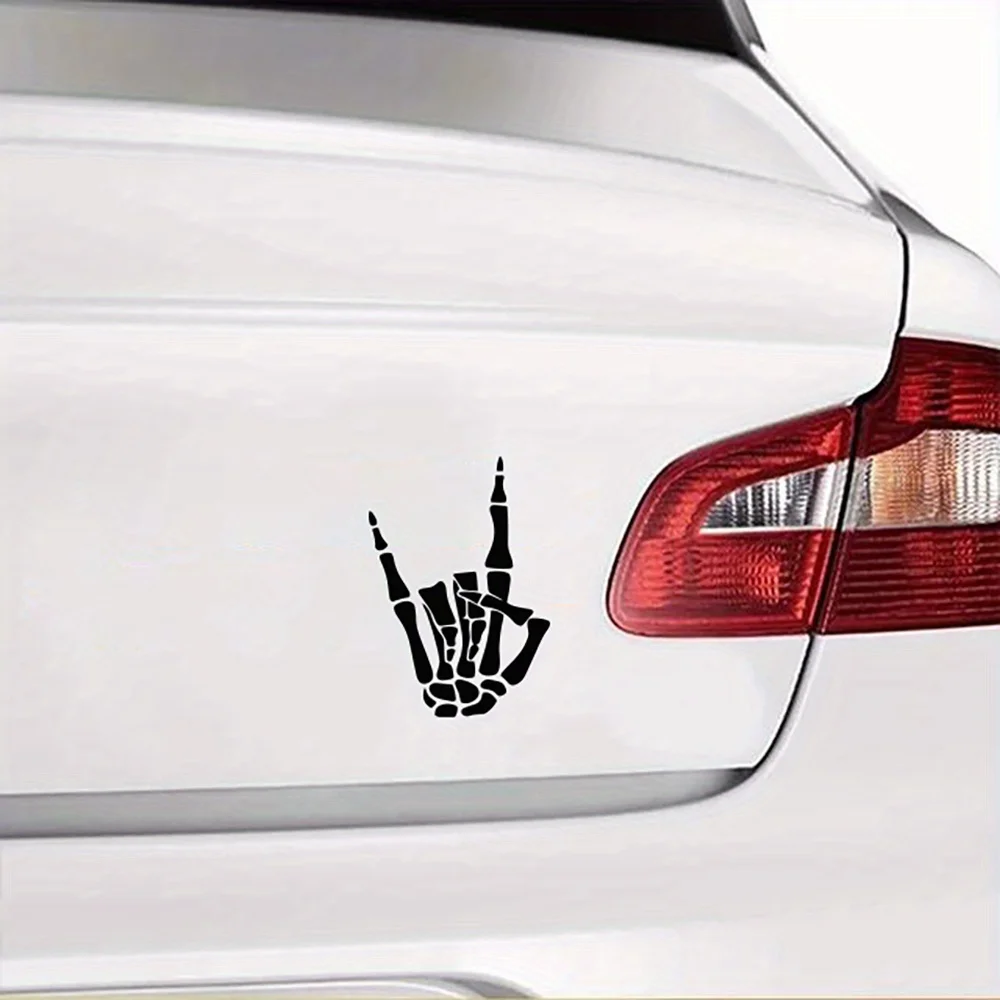 Rock On Skeleton Hand Vinyl Decal, Devil Horn Metal Rock Hand Sticker for Car, Tumbler, Cup and Laptop