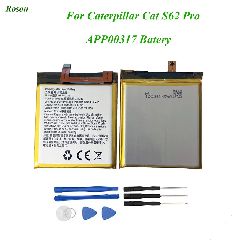 Roson For Caterpillar Cat S62 Pro APP00317 Battery 5150mAh 100% New Replacement Parts Phone Accessory Accumulators