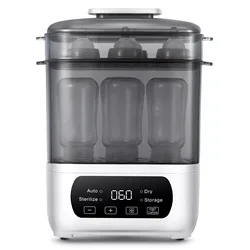 Tieasy 4-in-1 Electric LED Touch Screen Multi-Function Gray Baby Bottle Sterilizer Dryer BBS001