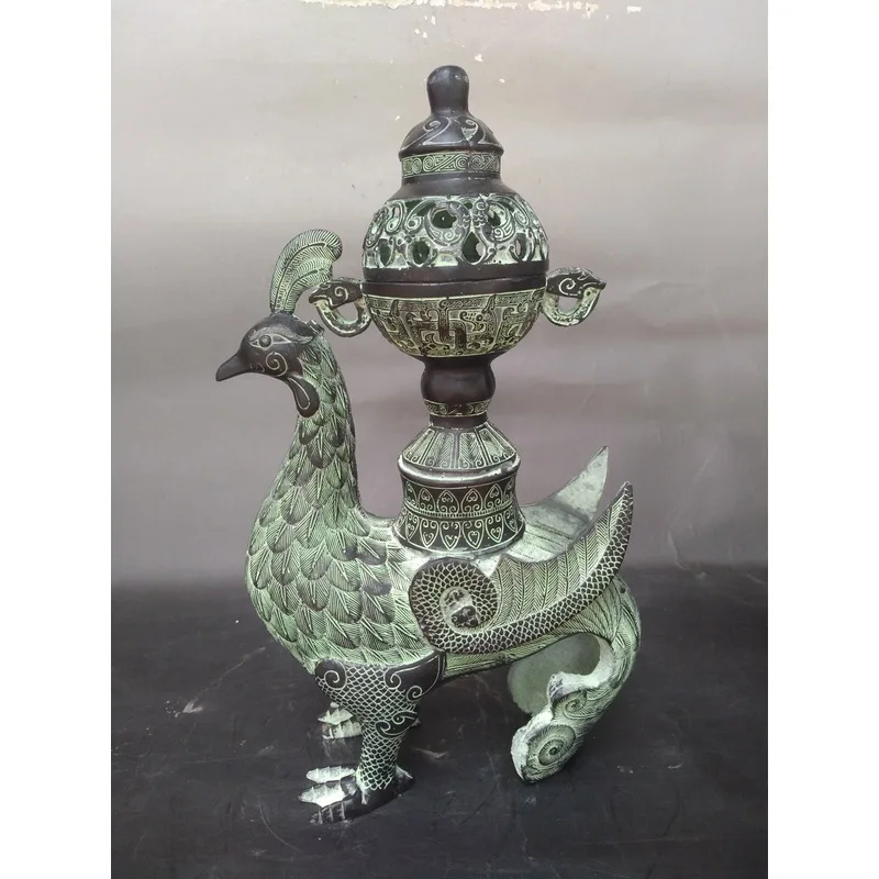 Blue porcelain ornaments, phoenix , antique home decorations, incense burner, handicrafts