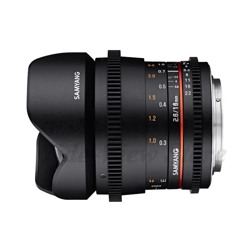 Samyang 16mm T2.6 ED AS UMC Cine Lens For Canon EF Nikon F Pentax K Sony A Canon M Fujifilm X Samsung NX  Sony E MFT M43 Mount