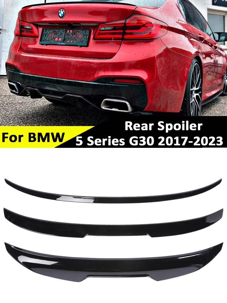 

For BMW 5 Series G30 G31 G38 2017-2023 Carbon Fiber Rear Bumper Lip Trunk Spoiler Roof Wing CS M5 PSM M4 Style Gloss Black Kit