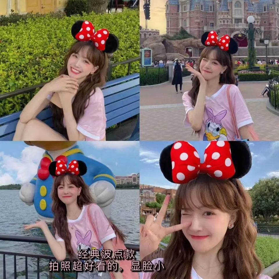 Disney Hair Hoop Mickey Mouse Bow Minnie Mickey Hair Card Cute Star Delu Cartoon Girl Headpiece