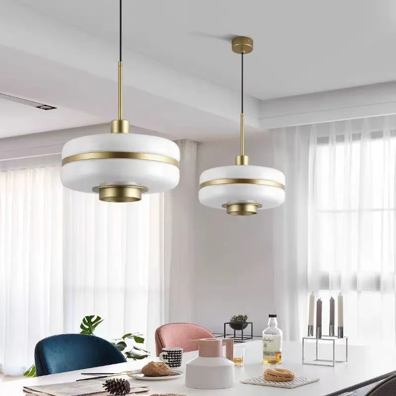 Nordic designer modern white jade glass creative modern minimalist restaurant bar counter study single head pendant light
