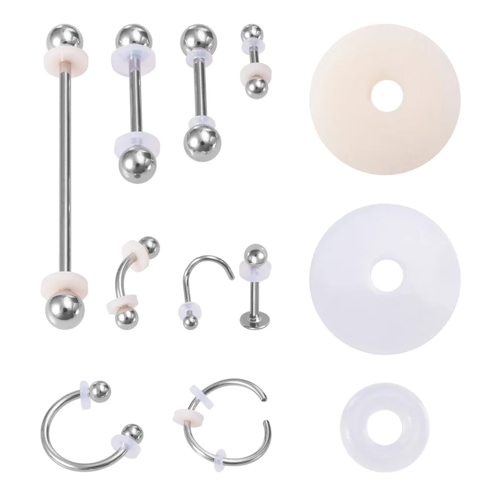 10-100pc Piercing Jewelry Soft Gasket Silicone Piercing Healing Discs Flexible Anti Hyperplasia Fixed the Earrings Nose Lip Ring