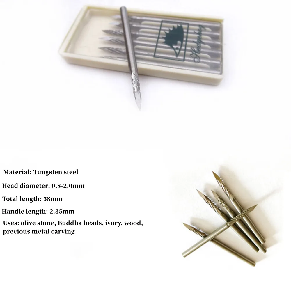 Brocas para trabajar la madera de alta velocidad, 1/5 piezas, limas rotativas, Mini raspa de acero de tungsteno para tallado de madera, cuentas de Buda, tallado de Metal y madera