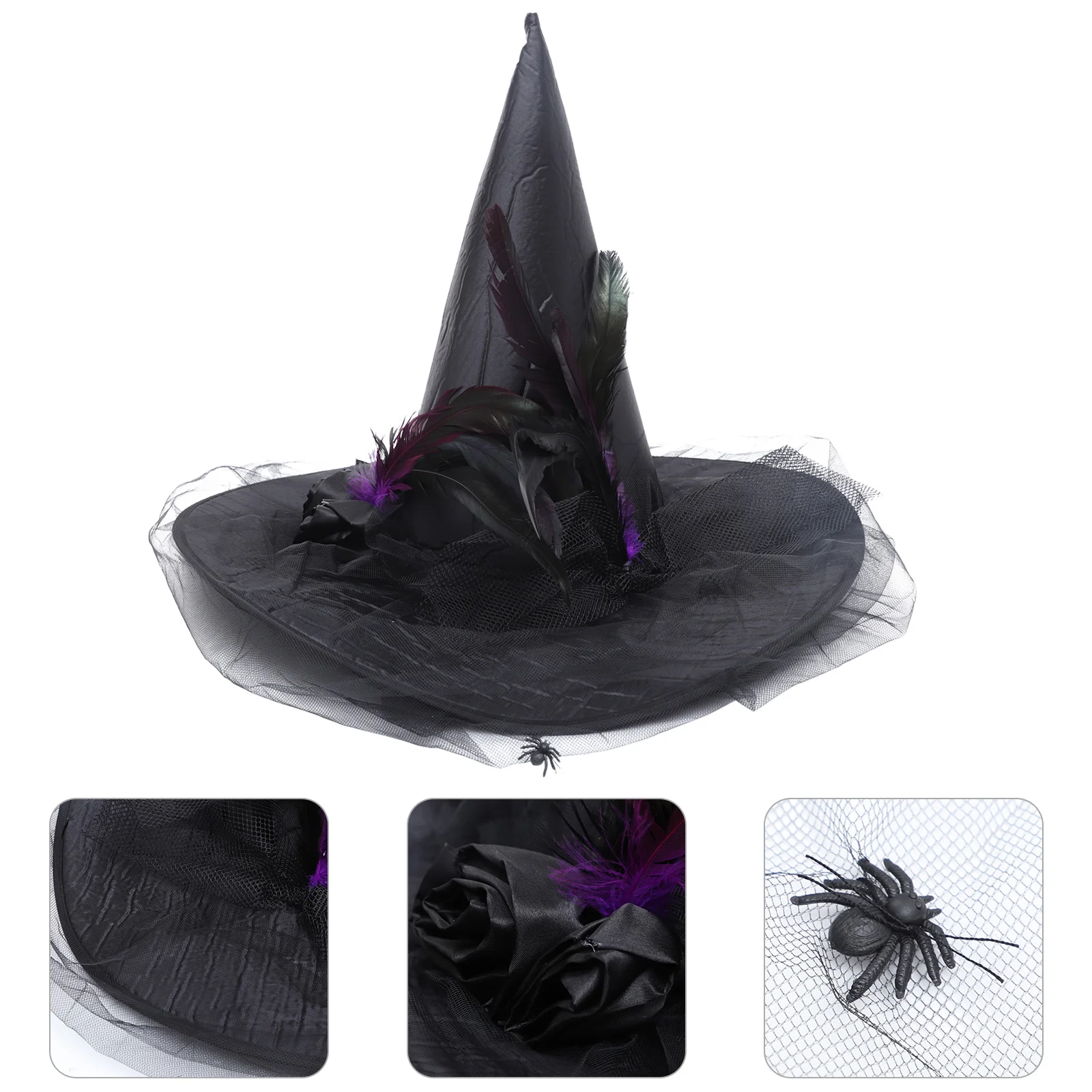 Chapeaux de Sorcière en Tissu Noir, Accessoires de Décoration de Cheveux d'Halloween, Costume