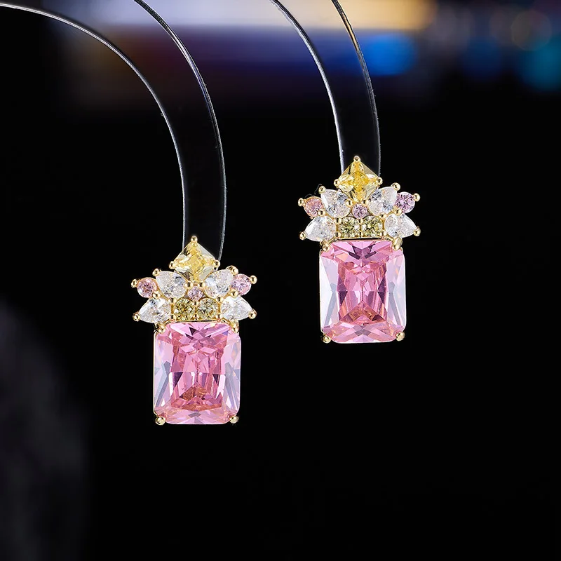 

Luxurious Geometric Diamond Cubic Zirconia Flower Earrings S925 Sterling Silver Needle Elegant Jewelry Accessory LYX097