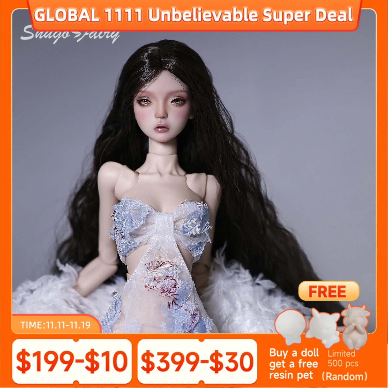 

ShugaFairy Riley A 1/4 BJD Special Body Artistic Supermodel Slender Poseable Resin Doll Full Set Limited Collector's Edition