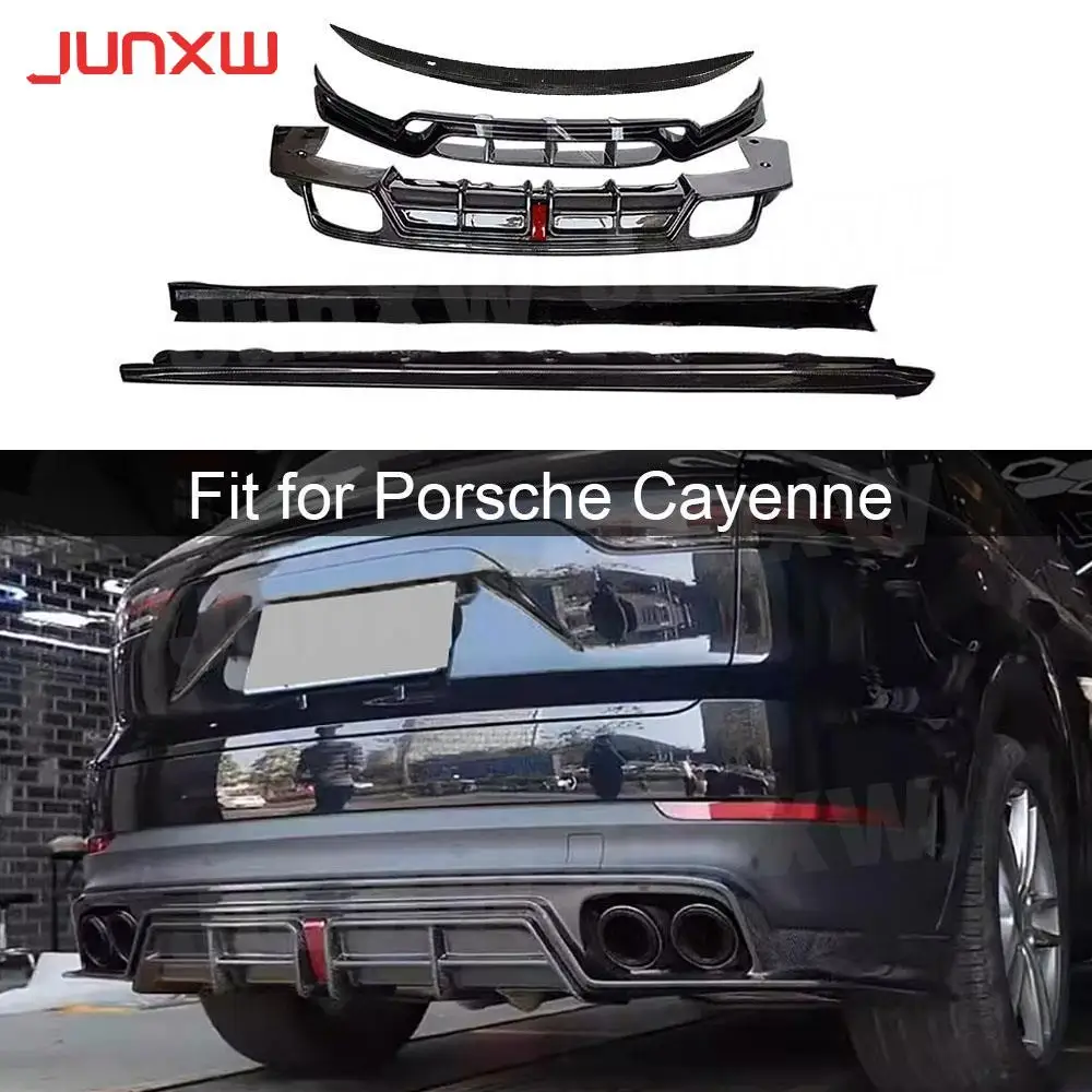 

Carbon Fiber/FRP Front Bumper Lip Side Skirts Rear Diffuser Rear Mid Spoiler Trims For Porsche Cayenne Standard/Sport 2022