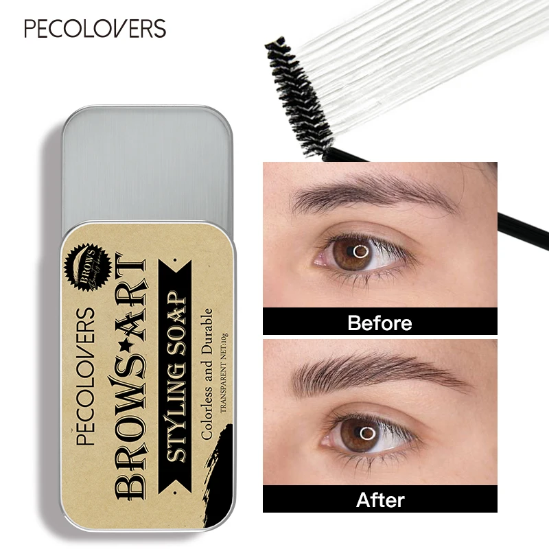 PECOLOVERS Eyebrow Gel Wax Brow Soap 6 Color Tint Eyebrow Enhancer Natural Makeup Soap Brow Sculpt Lift Make-up for Women