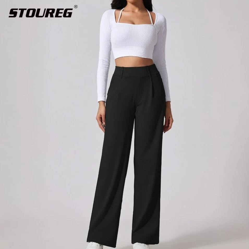 

STOUREG New autumn and winter high-waisted women's suit pants, outdoor sports casual pocket pants, loose and slim straight pants