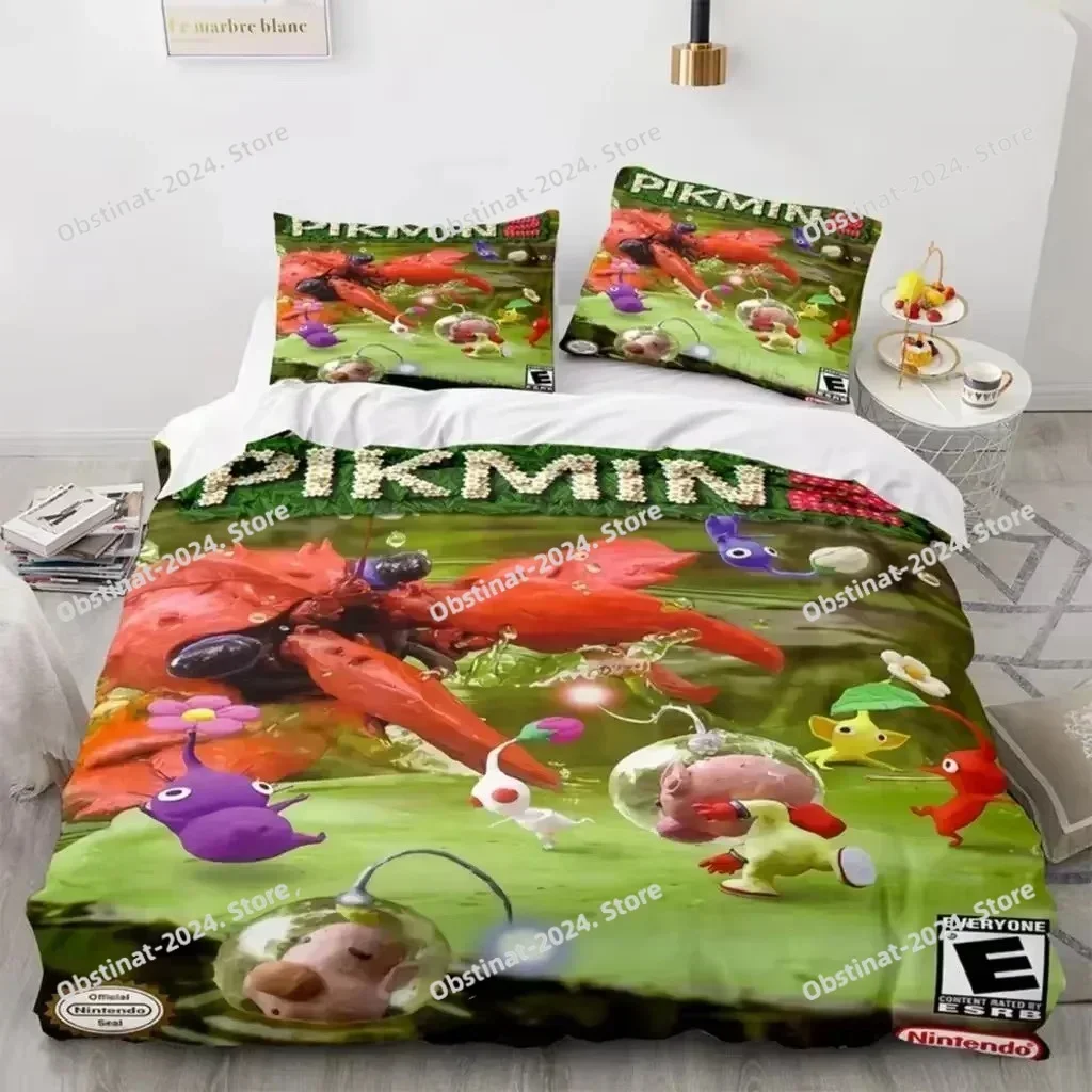 Cartoon Game Pikmin Bedding Set Boys Girls Twin Queen Size Duvet Cover Pillowcase Bed Kids Adult Fashion Home Textileextile