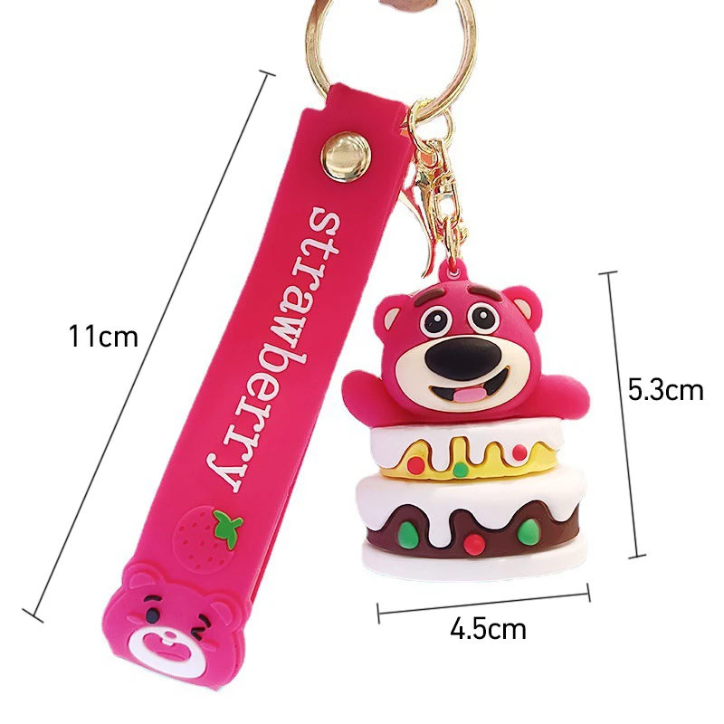 Disney Strawberry Bear portachiavi Cartoon Winnie The Pooh Anime portachiavi zaino ciondolo accessori borsa portachiavi per auto regali