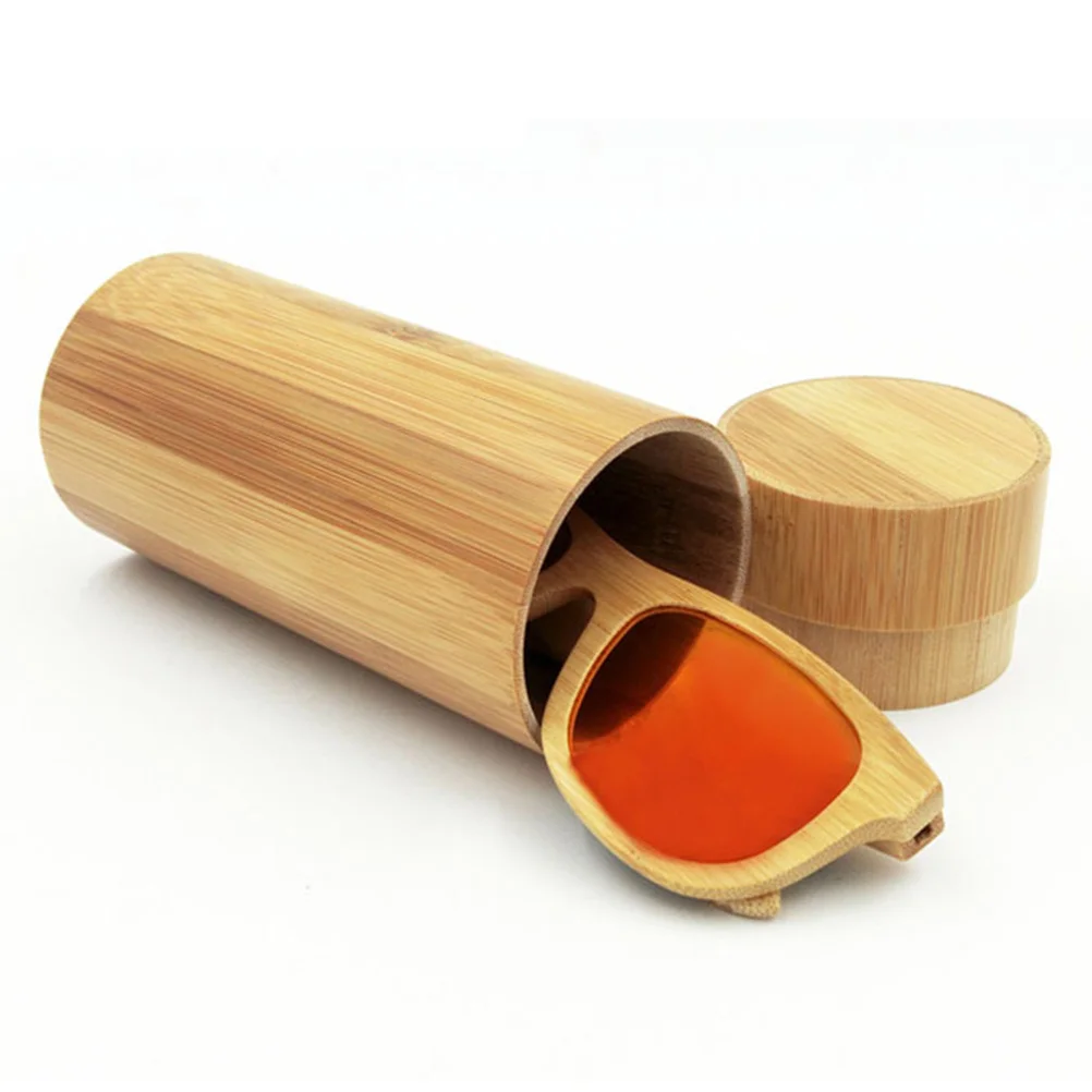 

Bamboo Handmade Eyeglasses Box Size M Cylinder Design Portable Glasses Case Sunglasses Storage Glasses Case