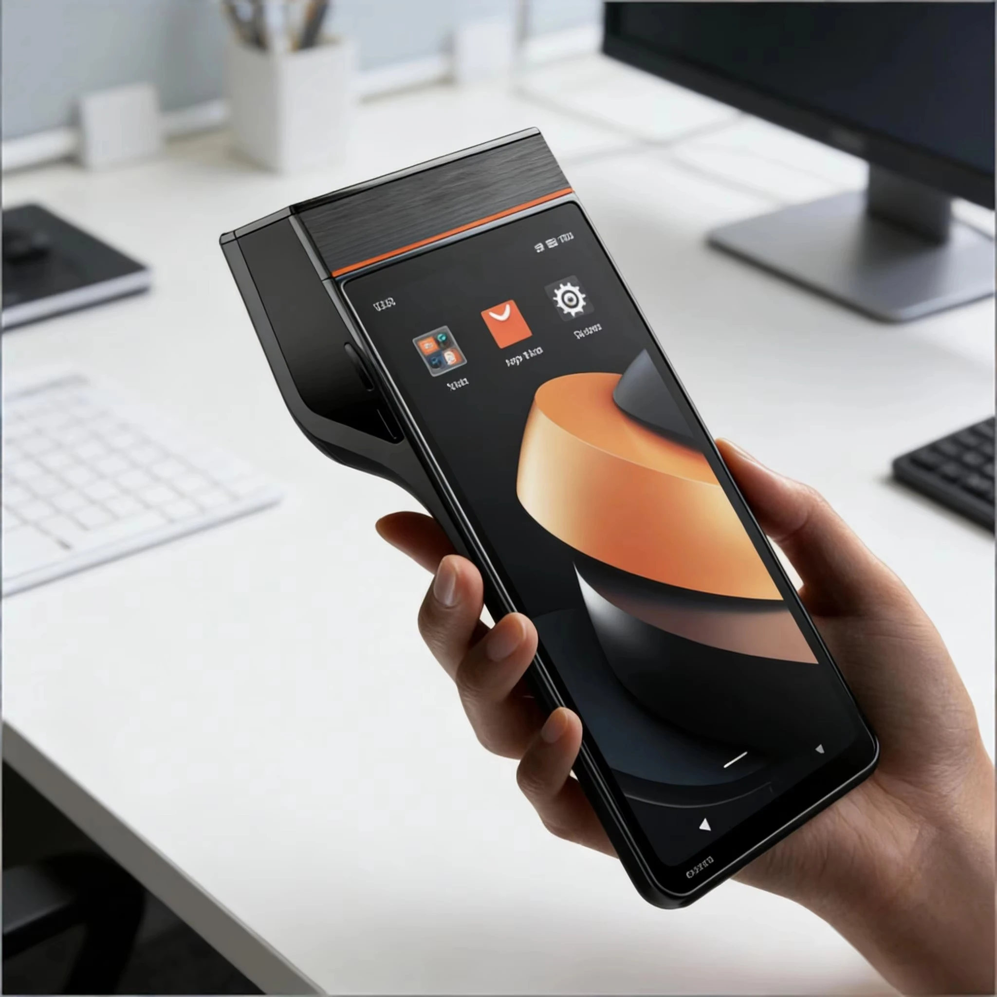 V3e Mobile POS 58mm 2+16GB Fast Checkout 6.75 Inch Touch Screen Retail Store Ordering Terminal Contactless Payment