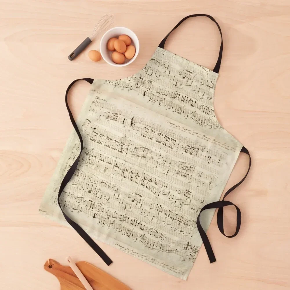 

Chopin Polonaise Original manuscript score Apron Chef Uniform Women Women's nail tech supplies Kitchen Items For Home Apron