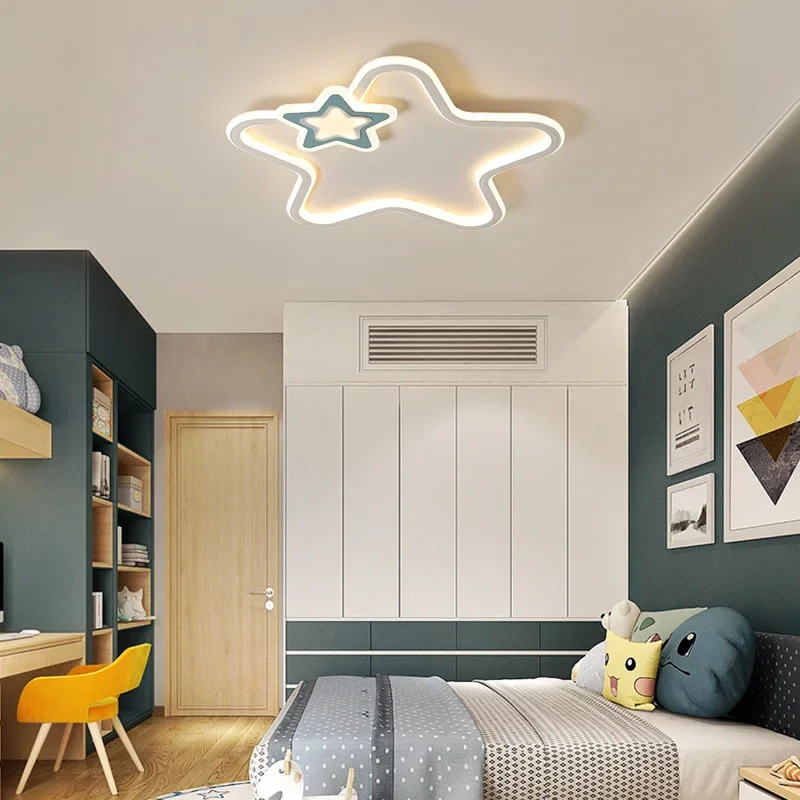 Lámpara de techo LED de estrella moderna para niños, sala de estar, estudio, pasillo, balcón, candelabro, decoración interior del hogar, accesorio