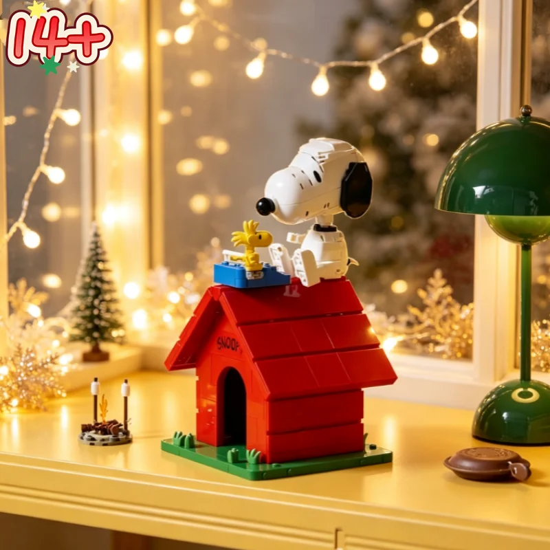 964pcs Peanuts Snoopy Doghouse Classic Vintage Building Blocks Collectible Display Model Ornament Decoration Creative Gifts