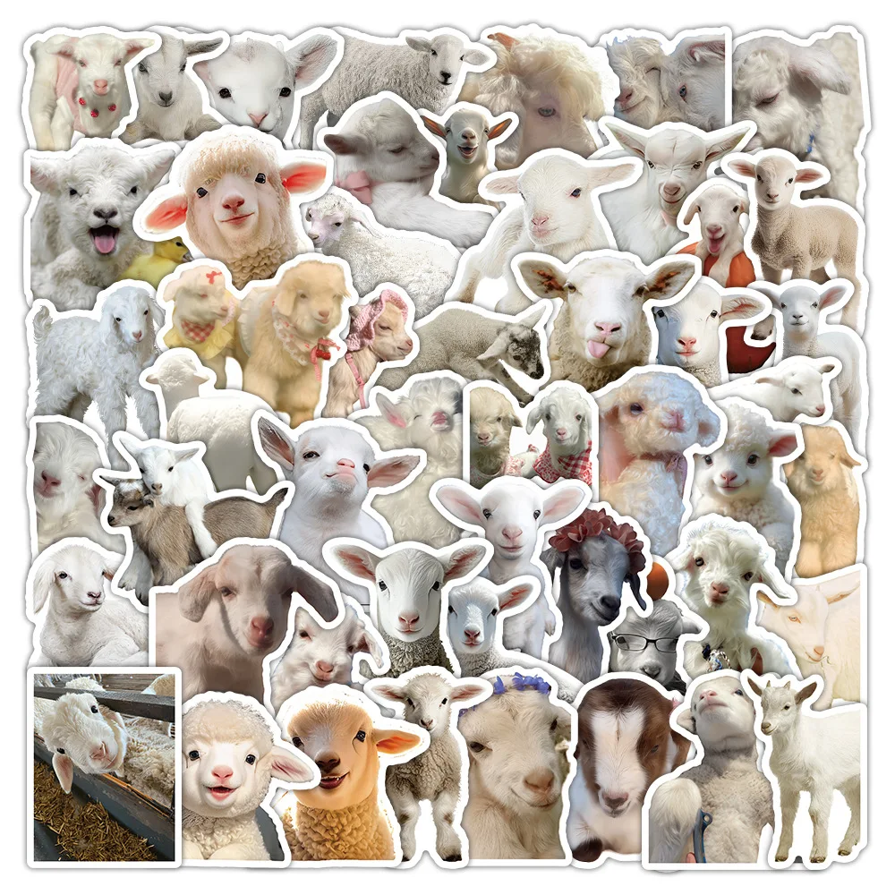 50 Uds. De pegatinas de grafiti de ovejas y animales, divertidas y creativas, decorativas, para monopatín, equipaje, escritorio, estantería, calcomanía impermeable, juguete para niños