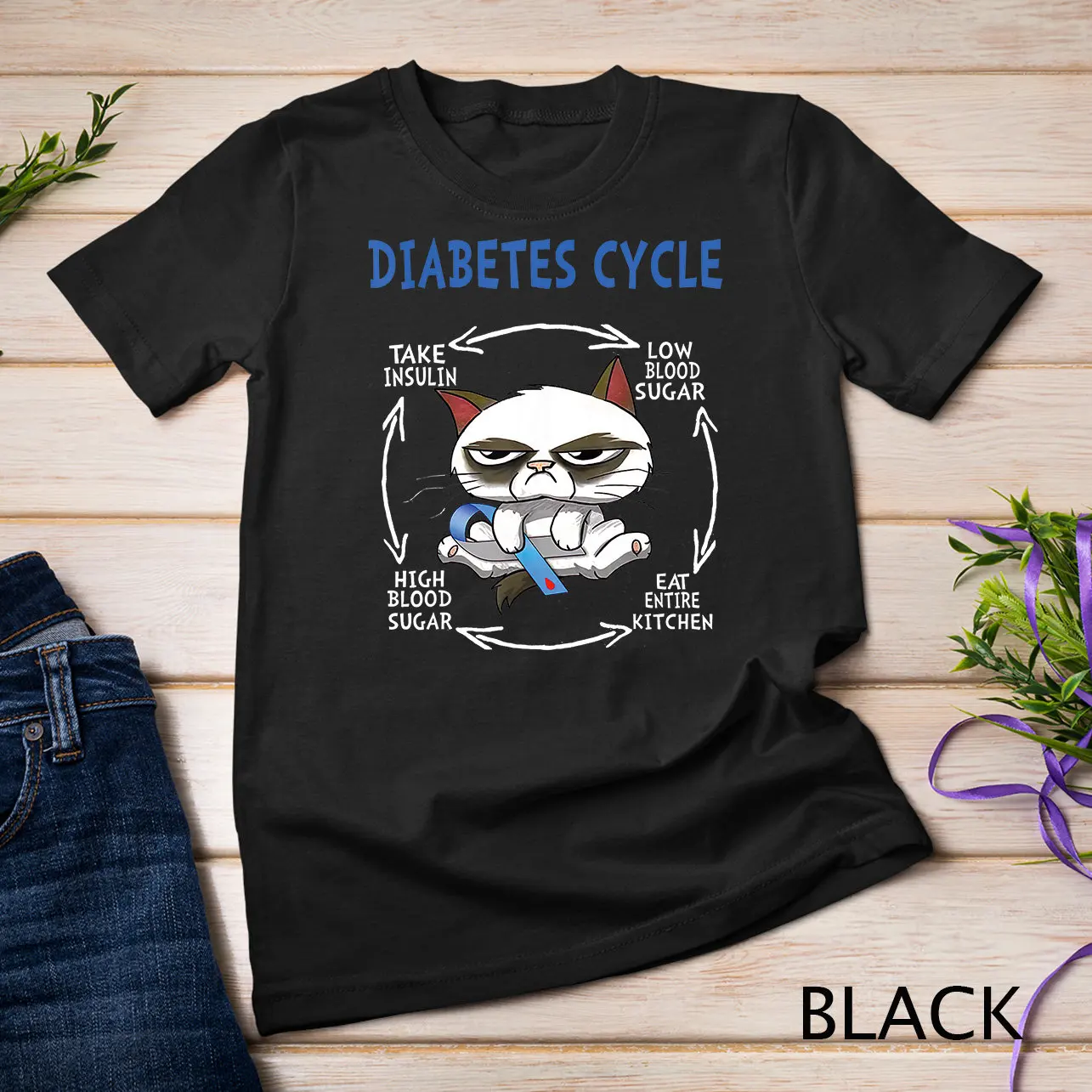 Diabetes Cycle Awareness Funny Cat Outfits T Shirt Sweat