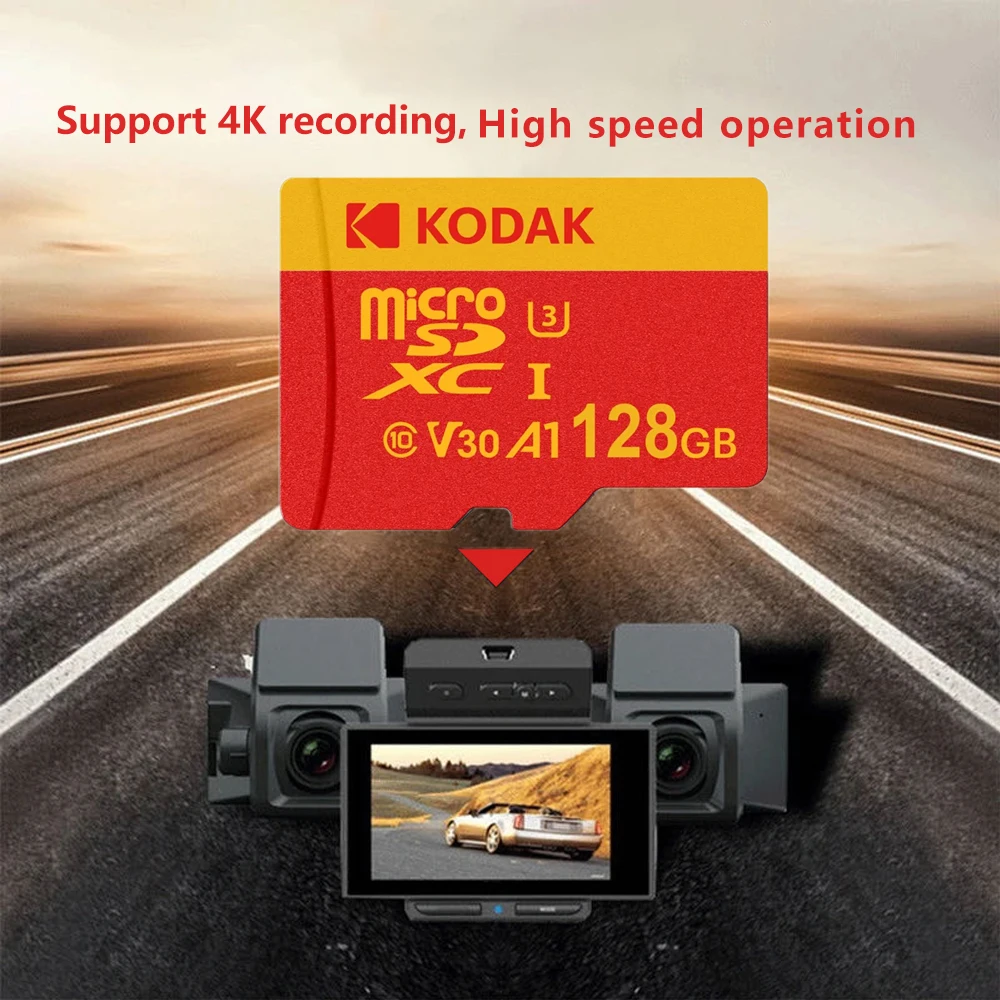 Imagem -04 - Kodak Cartão de Memória Microsd Class10 u3 4k Memória Flash de Alta Velocidade tf Cartões Flash para Telefone Tablet Câmera Portátil Peças