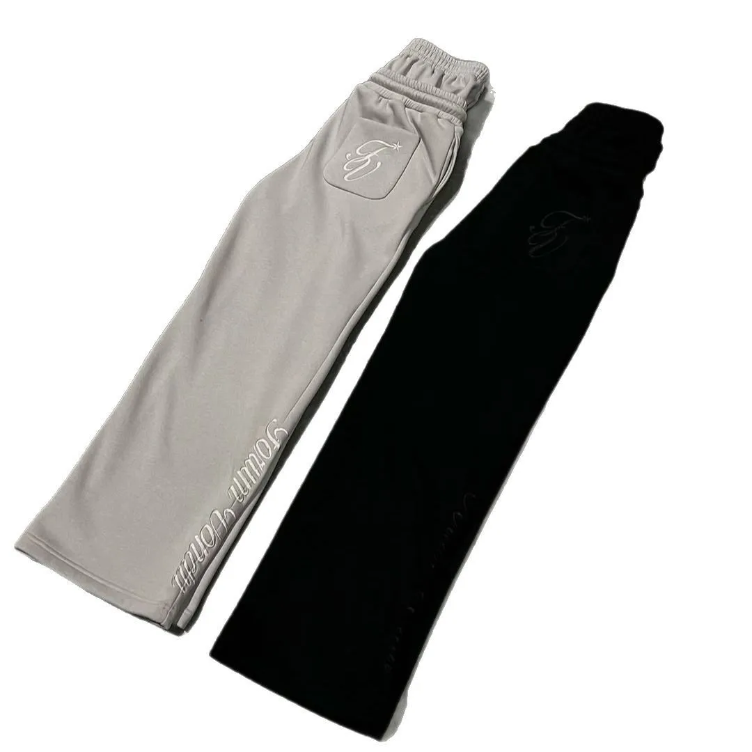 

Y2K Американские однотонные спортивные штаны с двойной талией и вышивкой букв Harajuku, свободные повседневные брюки в стиле хип-хоп, джоггер с завязками на талии