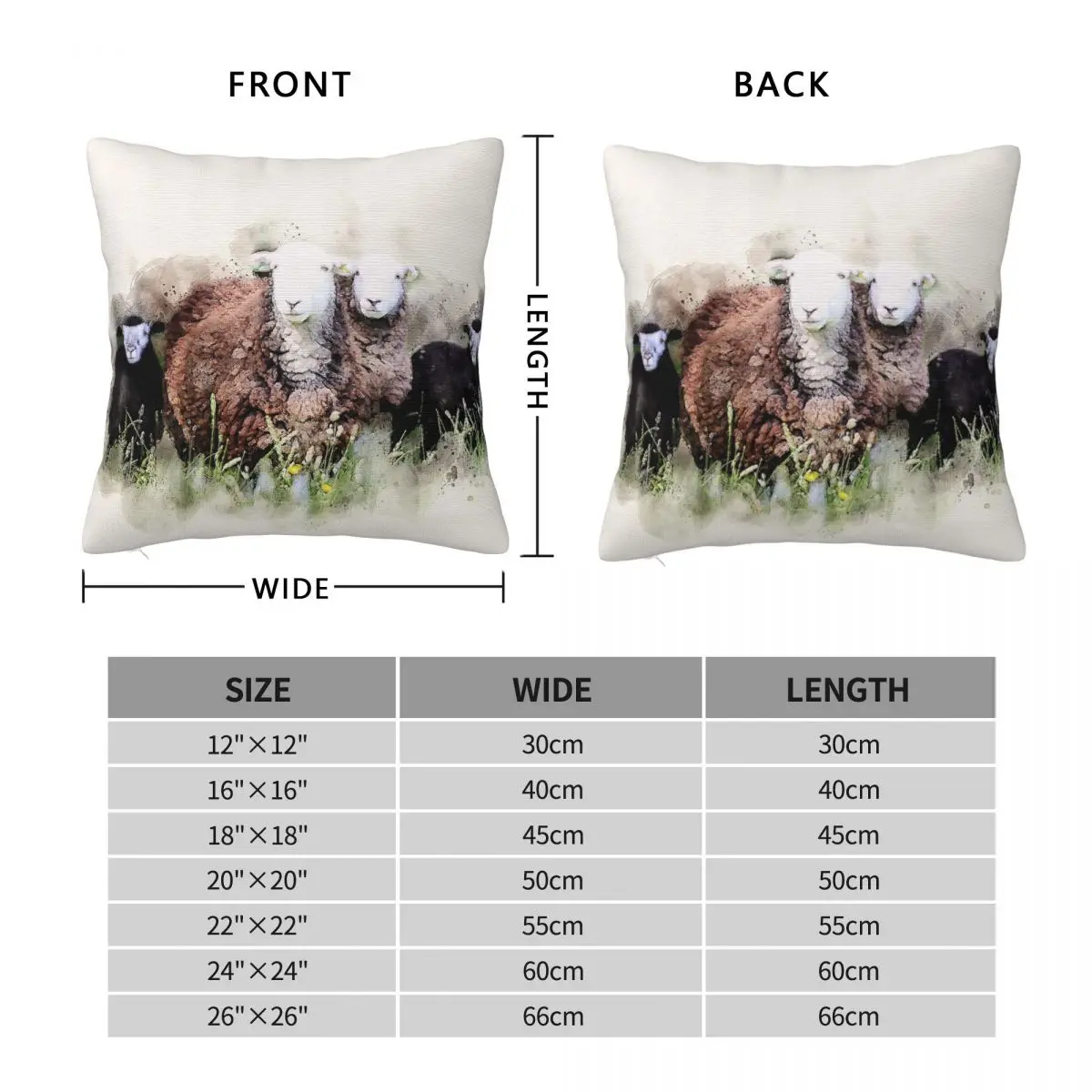 Herdwick Sheep Lake District Square Pillowcase Polyester Linen Velvet Printed Decor Throw Pillow Case Cushion Wholesale 45x45