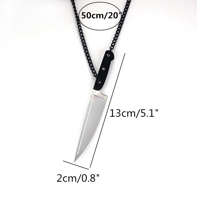 Halloween Knife Pendant Necklace for Women Men High Quality Mirror Gold Silver Color Acrylic Accessories Trendy Jewelry