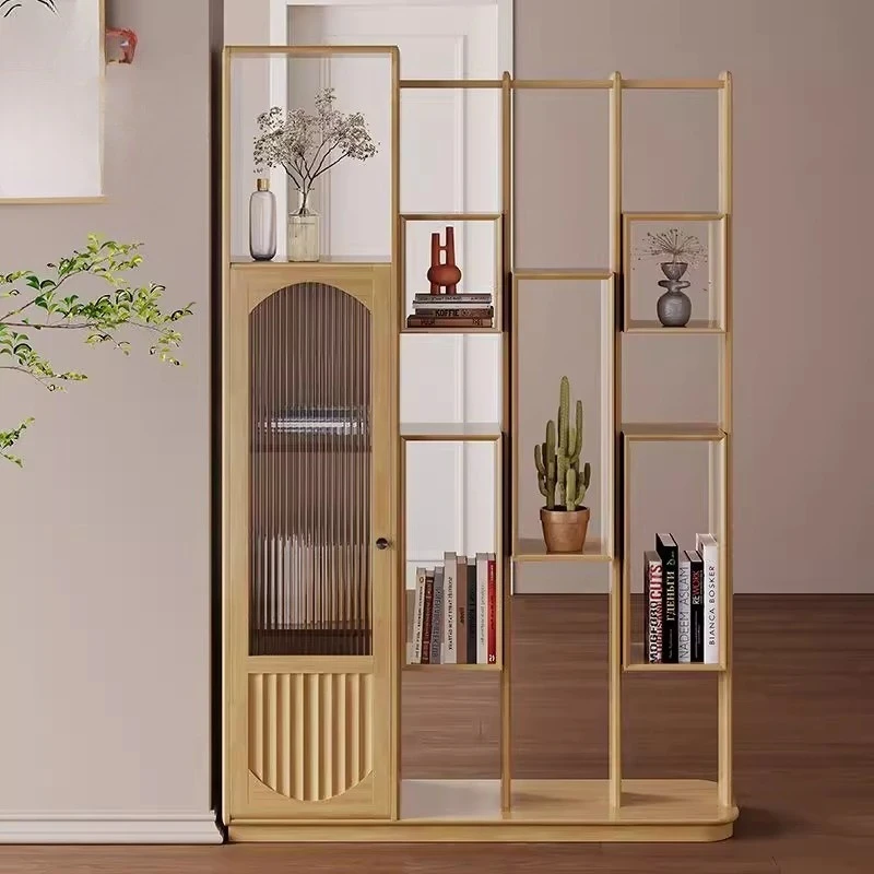 entrance cabinet, screen partition cabinet, decorative rubber wood, living room, office open, simple ornament storage rack