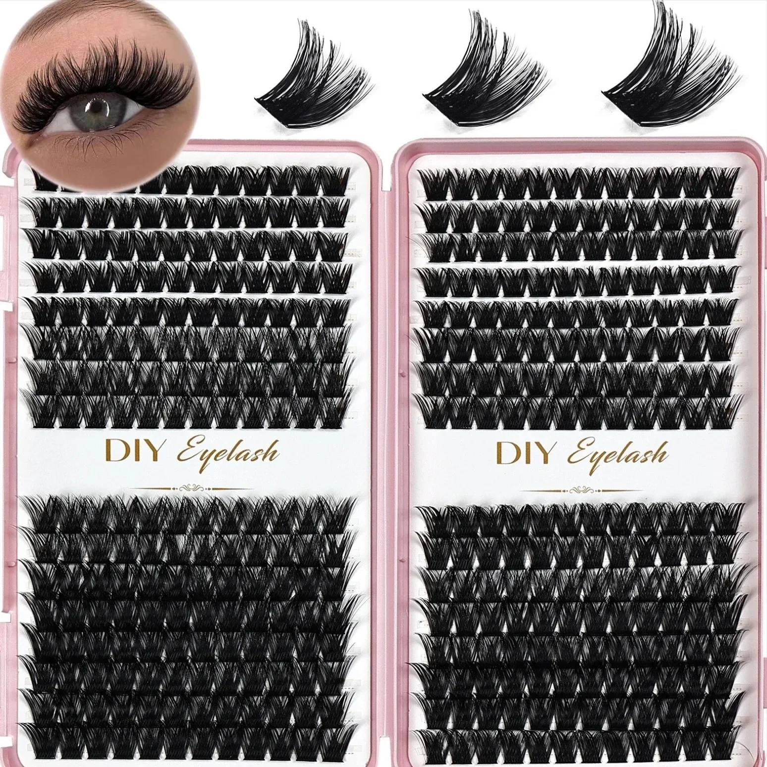 Wimpernbüschel DIY Wimpernverlängerungen D-Curl Dichte Flauschige Faux-Nerz Einzelne Segmentierte Wimpern Selbstklebende Künstliche Wimpern – Detail 1