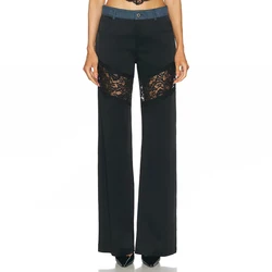 Nothing jeans, lace patchwork wide-leg pants, stylish sexy pants, high quality, autumn, new, 2024y2k