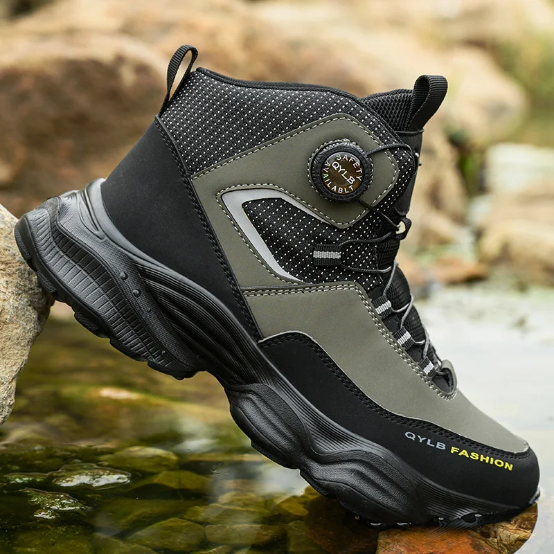 Anti-smash Anti-puncture Boots Cushioned Protection Safety Shoes Steel Toe Anti Shock Lightweight Rotating Button Sneakers