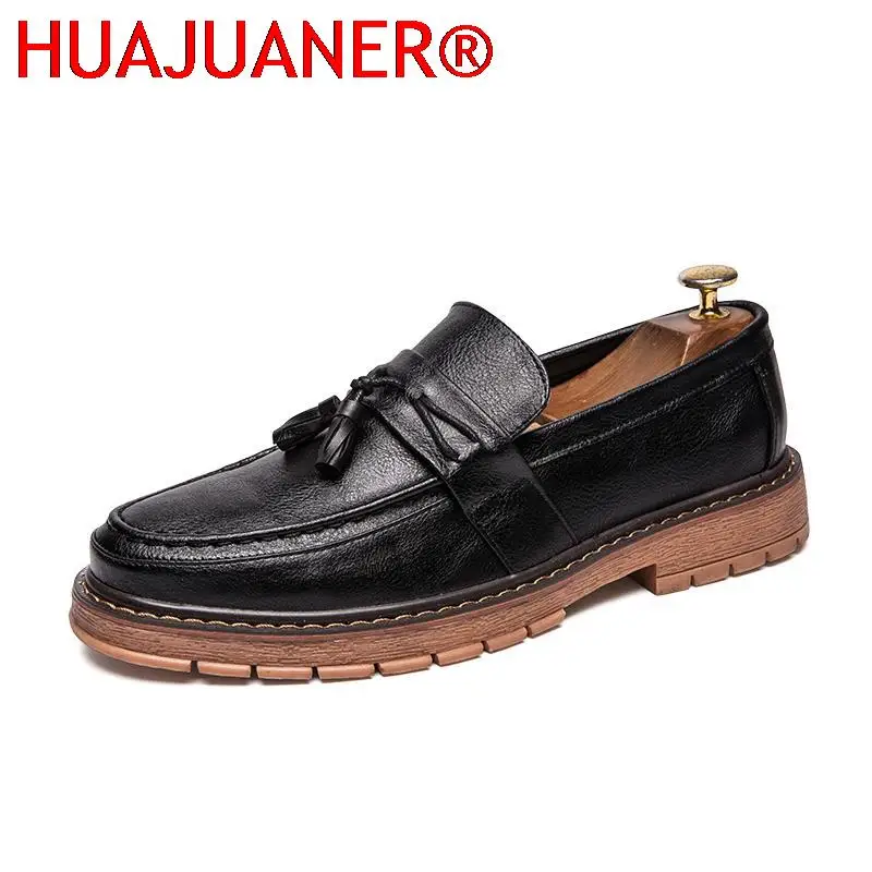 

Mens Shoes Casual Brand Leather Shoes Tassel Loafers Fashion Business Formal Shoes Leisure Walk Platform Shoes Moccasin Homme