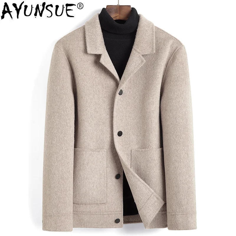 

Men's Wool Coat Spring Autumn Alpaca Cashmere Jacket Men Overcoat Korean Clothes Coats Abrigos Hombre 9920 KJ4293