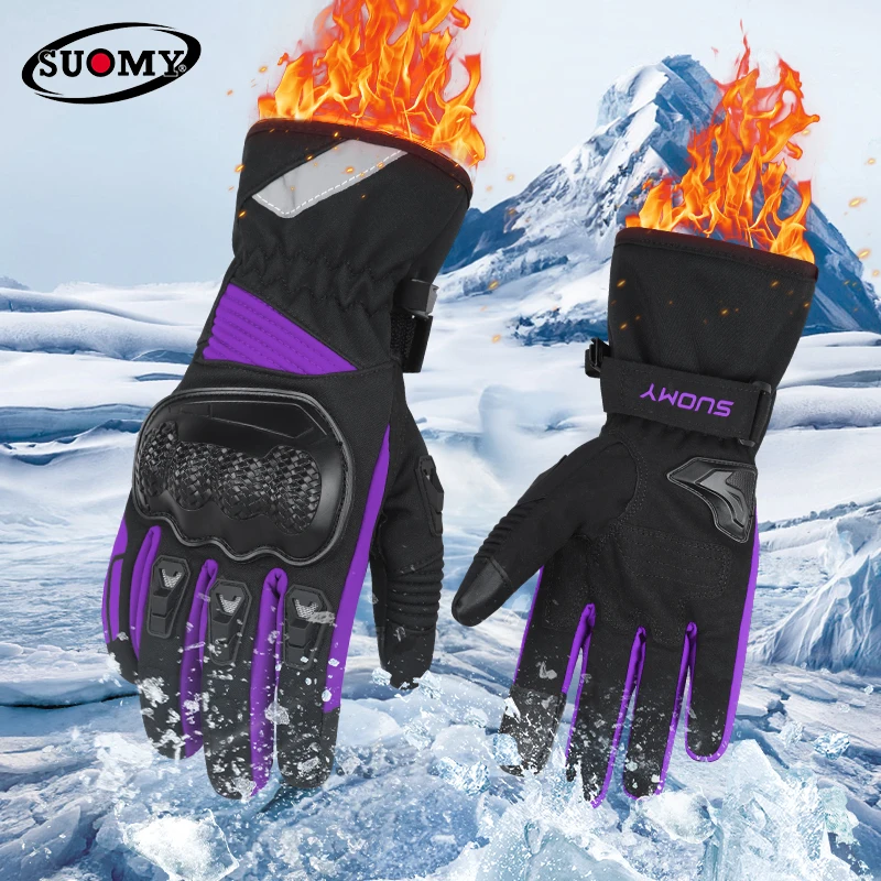 

SUOMY Men Winter Urban Touchscreen Warm Full Finger Motorcycle Gloves Windproof Waterproof Anti-fall Racing Motocross Gloves