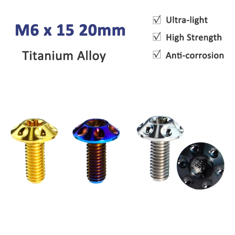 

1Pcs Titanium Bolt M6 X 15 20mm Torx Umbrella Head Repair Retrofit Decorative Screw for Motorcycle Ultralight Anti-corrosion