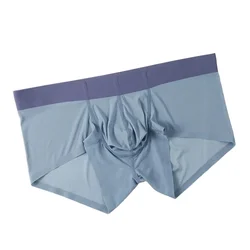 Men's Simple Trunks Ice Silk Seamless Ultra-Thin Breathable Comfy Quick Drying Sports Pantie Youth Sexy Bulge Pouch Boxer Shorts