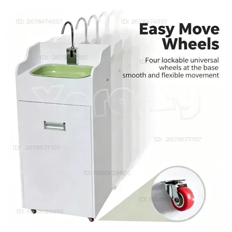 Mobile Heated Water Storage Hand Washing Station Portable Sink Sensor Water Outlet For Medical Beauty Salon