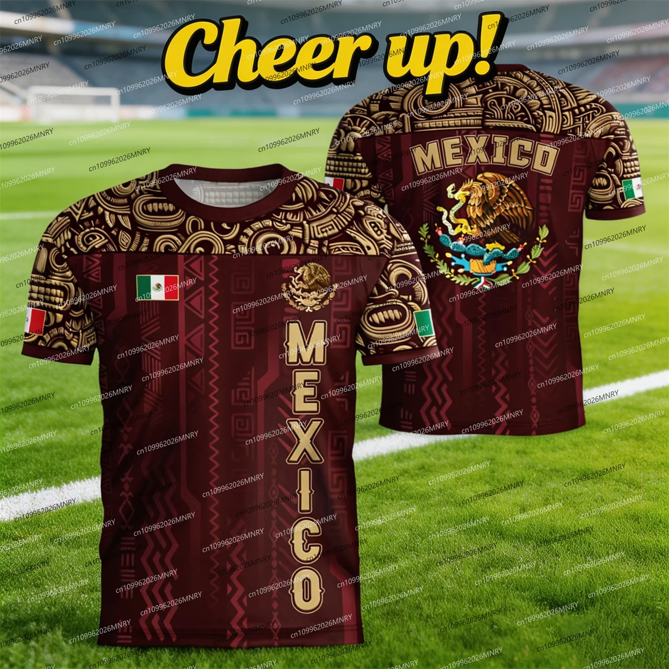 3D Eagle Pattern Men Short Sleeve Mexico National Flag Print T Shirt For Men Funny Outdoor Football Sports Clothing Casual Tops