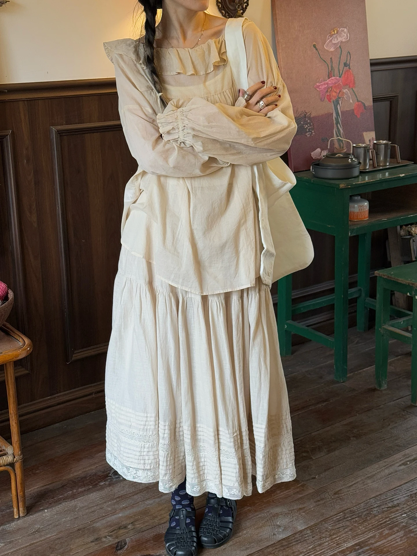 

Удобная женская юбка из льна и хлопка Parocetin, плиссированная, весна-лето, винтажная, с вышивкой, свободного кроя, повседневная