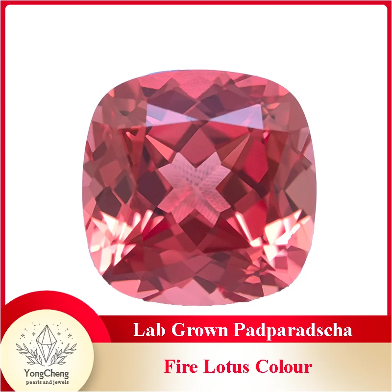 

Lab Grown Padparadscha Fire Lotus Colour Square Cushion VVS1 Charms Beads Diy Jewelry Making Material Selectable AGL Certificate