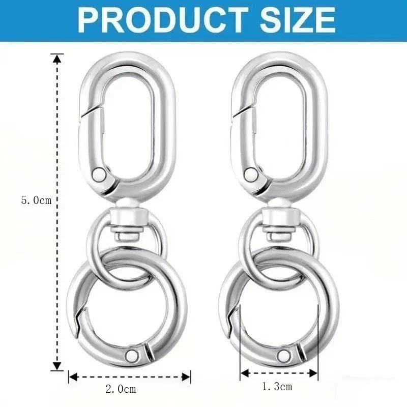 5Pcs Zinc Alloy Oval Egg Snap Hook, Double Opening Swivel Clasp, Metal Spring Key Chain Clip with Key Ring for DIY Keys