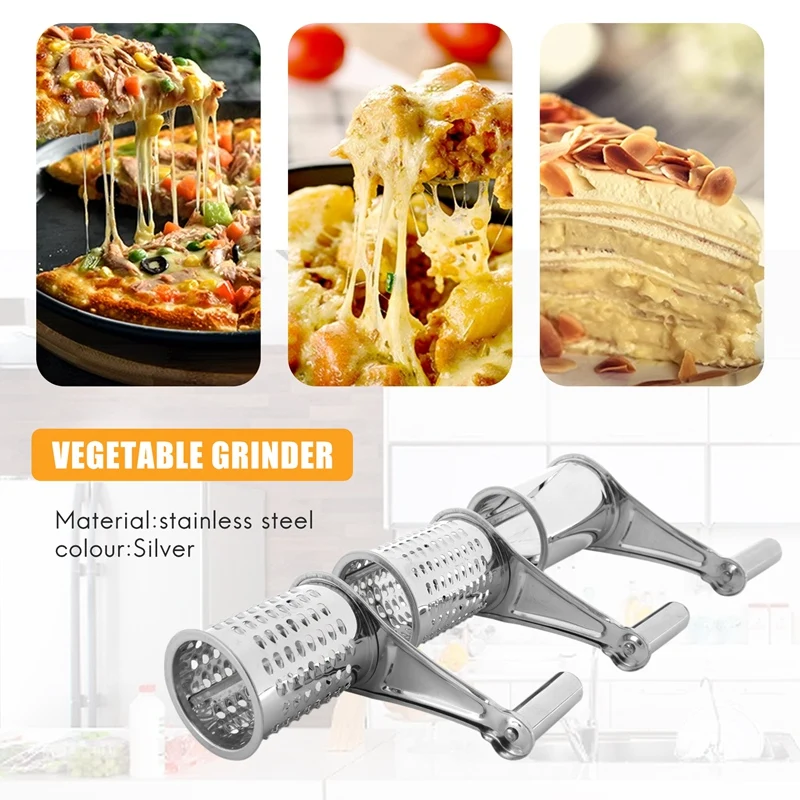 Rotary Cheese Grater Vegetable Slicer Shredder And Grinder With 4 Interchangeable Stainless Steel Grums